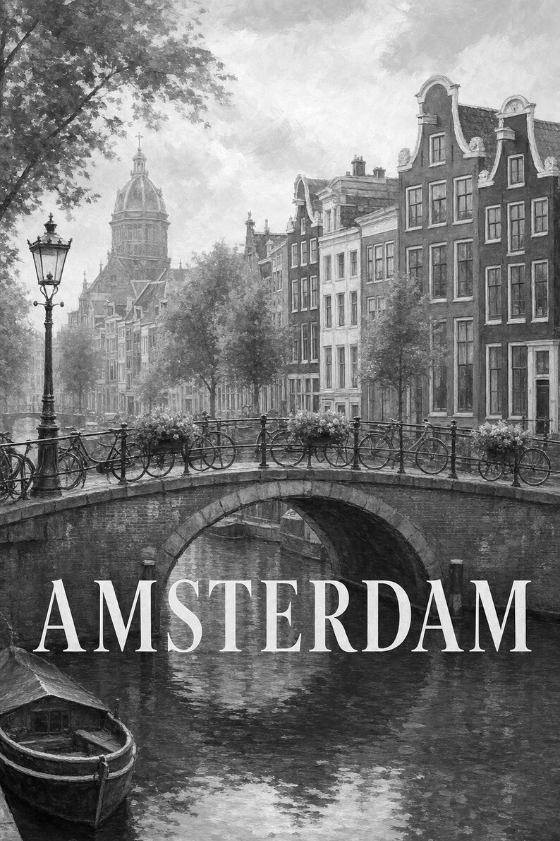 Amsterdam-Reiseposter | Wandbild mit sanfter Malerei (Niederlande) | Stadtmotiv | Gedruckt & Versand Bild 10