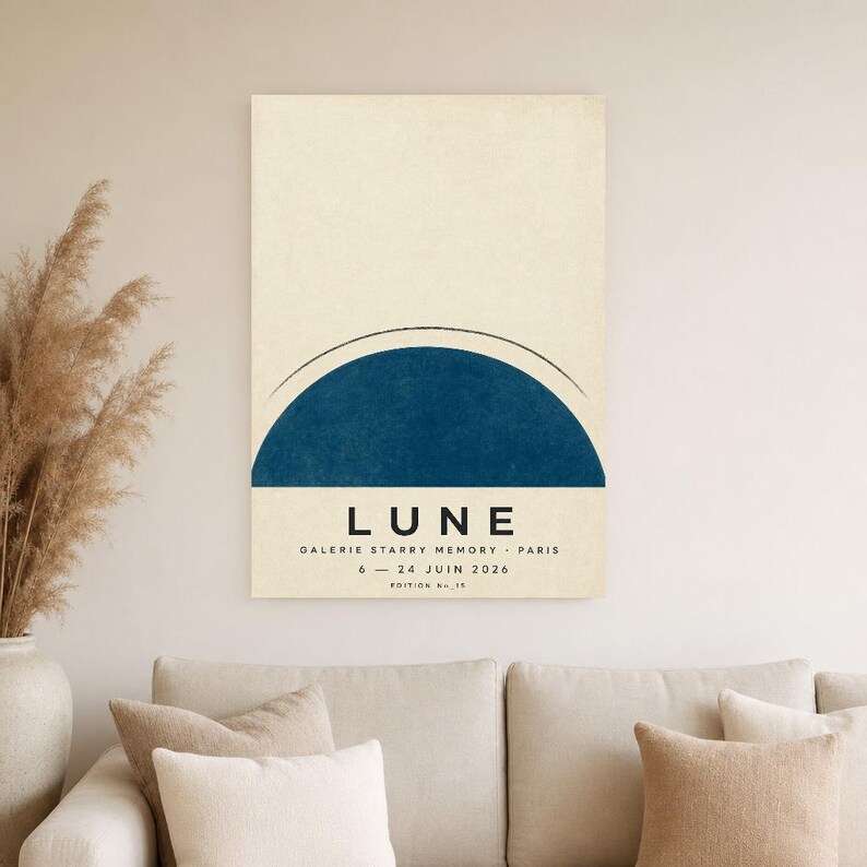 Moon | Abstract Wall Art | Modern Gallery Poster | Minimalist Print | Printed & Shipped image 4