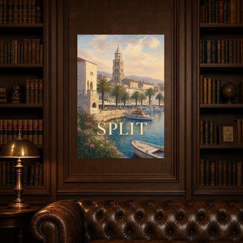 Split Travel Poster | Soft Painting Croatia Wall Art | Named City Coastal Print | Printed & Shipped image 5