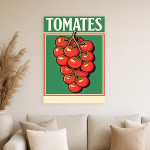 Impresión de arte de pared de cocina de tomate ? Póster retro de comida de bistró | Impresión de cocina italiana maximalista ? Decoración De imagen 5