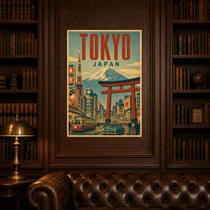 Tokio-Reiseposter | Vintage-Druck des Berges Fuji | Japanische Wandkunst | Gedruckt & Versand Bild 5