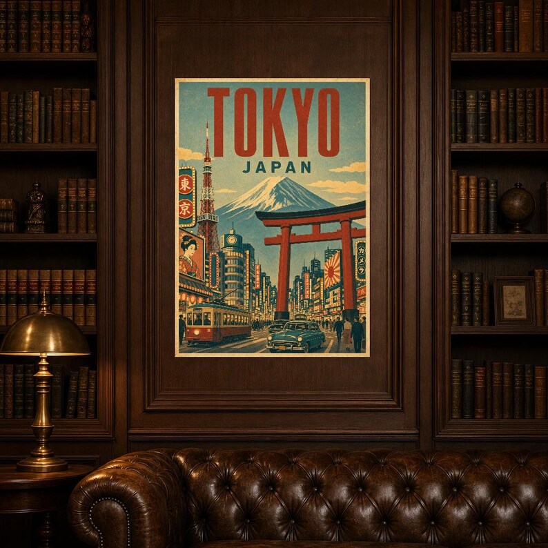 Tokio-Reiseposter | Vintage-Druck des Berges Fuji | Japanische Wandkunst | Gedruckt & Versand Bild 5