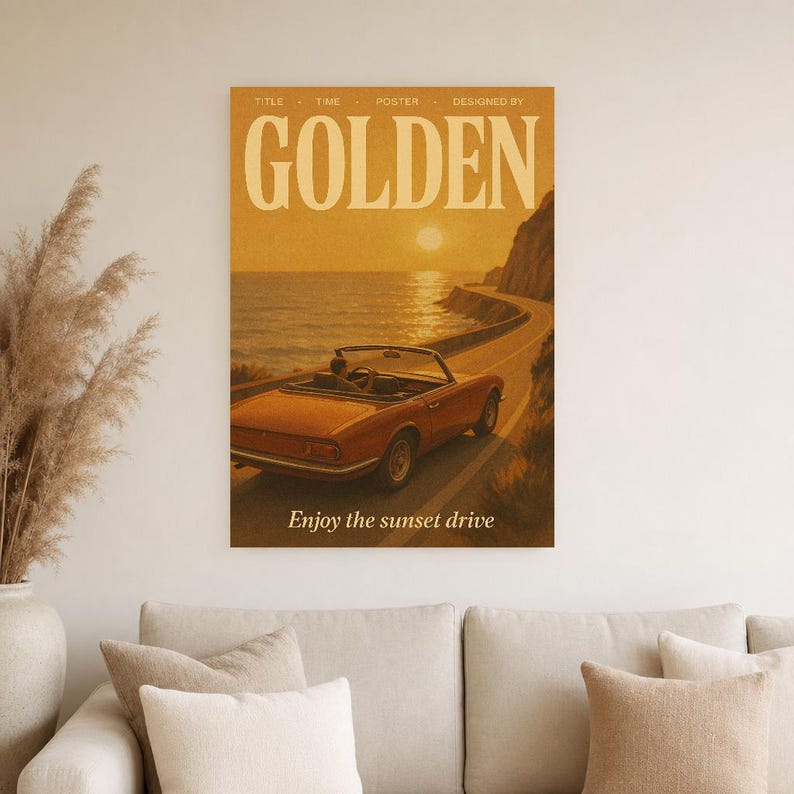 Póster retro dorado | Impresión de arte de pared vintage de los años 70 | Impresión de revista estética ? Regalo de decoración retro de medi imagen 2