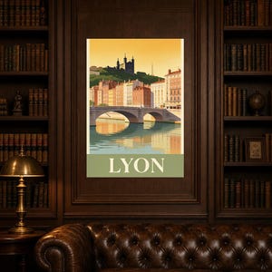 Lyon Vintage Travel Poster | Retro France City Art Print | Housewarming Gift Wall Decor image 7