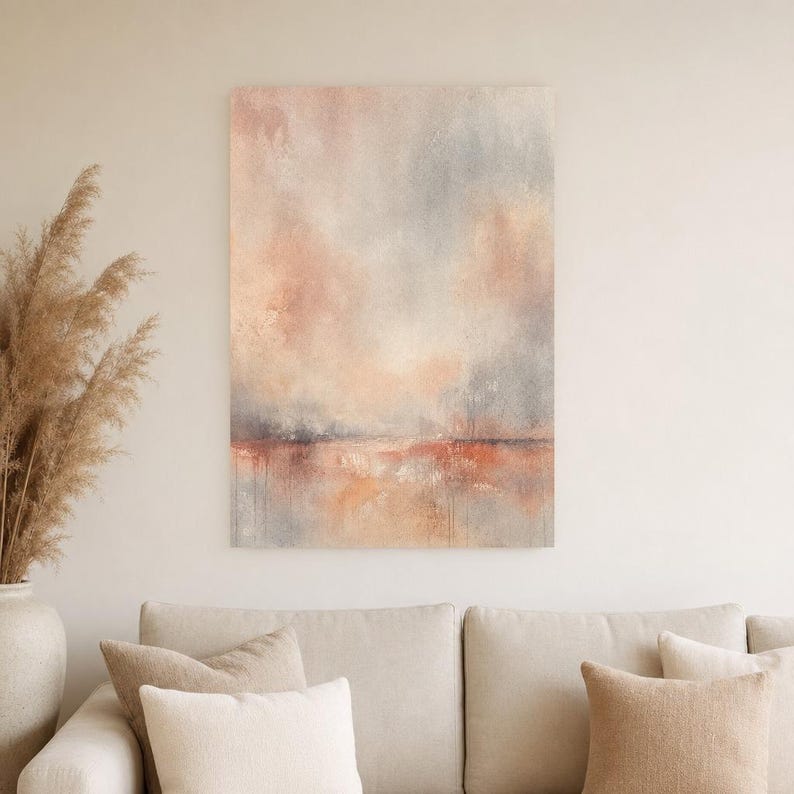 Dusty Rose Abstract Wall Art Print | Terracotta Color Field Print | Clay Pink Watercolor Poster | Boho Minimalist Living Room Decor image 4