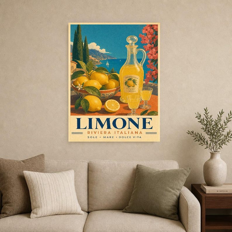 Italian Lemons Wall Art Print | Limoncello Kitchen Print | Amalfi Lemon Poster | Vintage Dolce Vita Decor | Mediterranean Citrus Art image 9