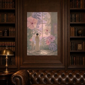 Surreal Botanical Wall Art Print | Dreamscape Flower Window Poster | Soft Surrealism Art | Pink Lavender Sage Wall Decor image 5