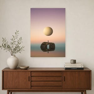 Surreal Dreamscape Wall Art Print | Floating Landscape Poster | Otherworldly Pastel Escapism Print image 2