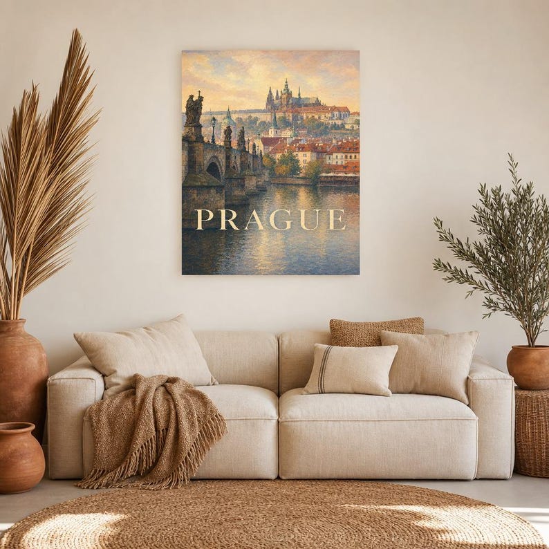 Póster de viaje de Praga | Pintura suave de la República Checa | Lámina artística con nombre de ciudad | Impreso y enviado imagen 7