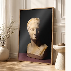 Classical Statue Wall Art | Renaissance Bust Poster | Moody Dark Academia Sculpture Print image 1