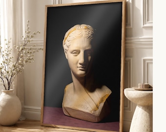 Classical Statue Wall Art | Renaissance Bust Poster | Moody Dark Academia Sculpture Print