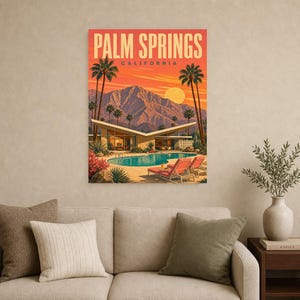 Palm Springs Travel Poster | Vintage 1950s Desert Modern Print | California Wall Art Print | Mid Century City Decor image 8