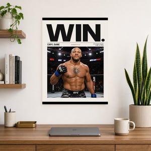 Ciryl Gane Poster | UFC Fight Night Gewinner MMA Wand kunstdruck | Achteckiges schweres Dekor Bild 8