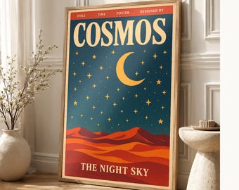 Cosmos Retro Poster | Vintage 70s Wall Art Print | Aesthetic Magazine Print | Mid Century Retro Decor Gift