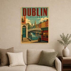 Dublin Travel Poster | Vintage Dublin Print | Ireland Wall Art | Printed & Shipped image 9
