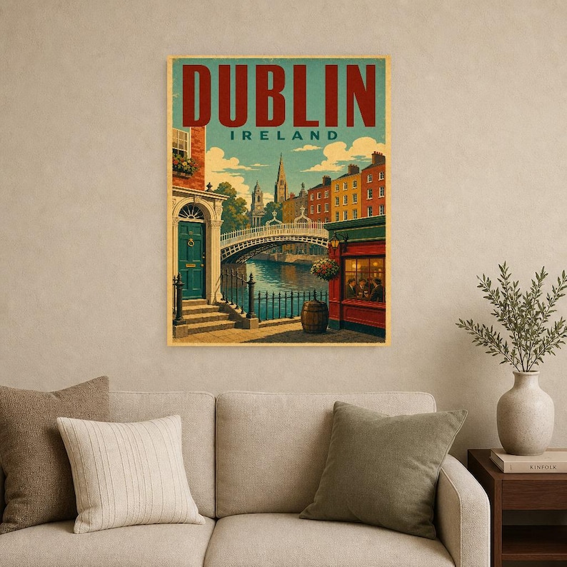 Dublin Travel Poster | Vintage Dublin Print | Ireland Wall Art | Printed & Shipped image 9