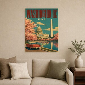 Washington DC Travel Poster | Vintage 1950s Capitol Print | Retro USA Wall Art Print | Mid Century City Decor image 16