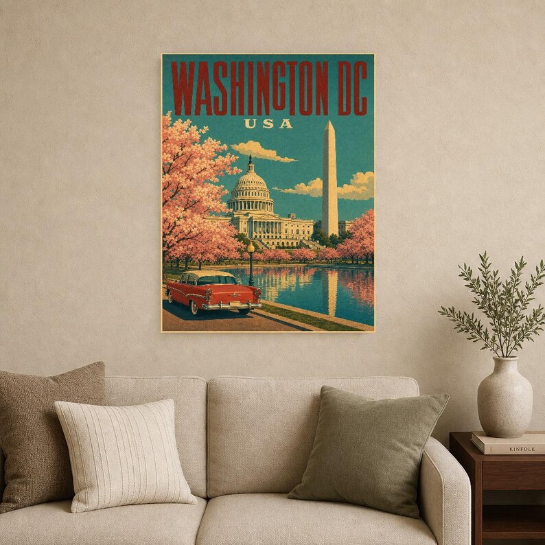 Washington DC Travel Poster | Vintage 1950s Capitol Print | Retro USA Wall Art Print | Mid Century City Decor image 16