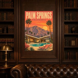 Palm Springs Travel Poster | Vintage 1950s Desert Modern Print | California Wall Art Print | Mid Century City Decor image 4