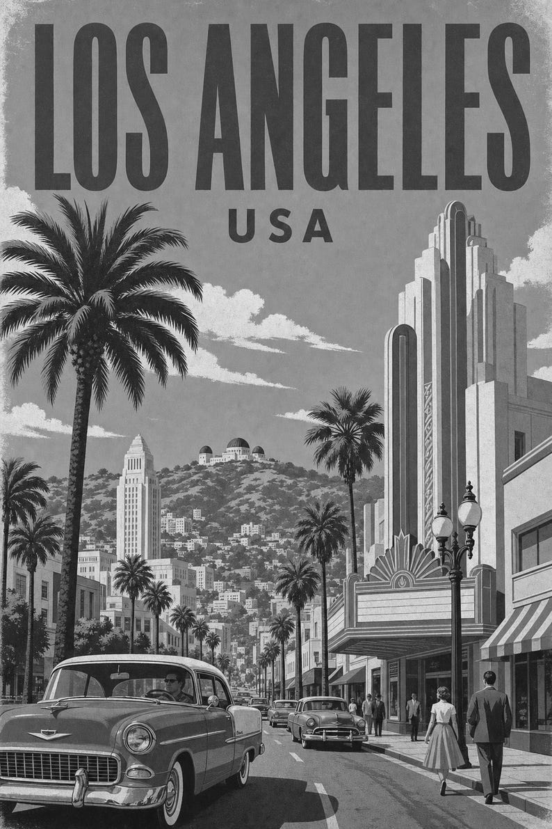 Los Angeles Travel Poster | Vintage Palms Print | USA Wall Art | Printed & Shipped image 10