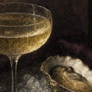 Moody Oysters Champagne Wall Art | Dark Food Still Life Poster | Kitchen Wall Art Print | Aperitivo Art image 3