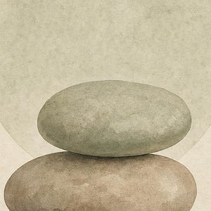 Sage Sand Japandi Wall Art Print | Neutral Gallery Wall Set | Wabi Sabi Stacked Stones Print image 3