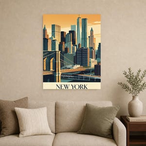 New York Vintage Reiseposter | Retro-USA-Stadt-Kunstdruck | Wanddekoration als Geschenk zur Wohnungserwärmung Bild 15