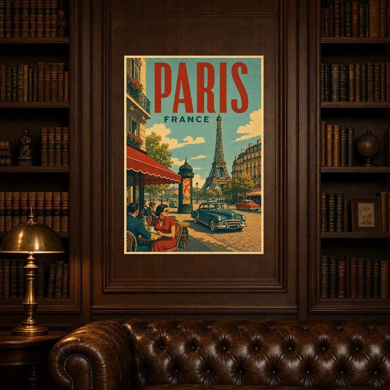 Paris Travel Poster | Vintage Eiffel Tower Print | France Wall Art | Printed & Shipped image 5