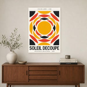 Póster abstracto de exposición solar, impresión artística de pared | Impresión de papel cortado de mediados de siglo ? Póster de la galería imagen 2