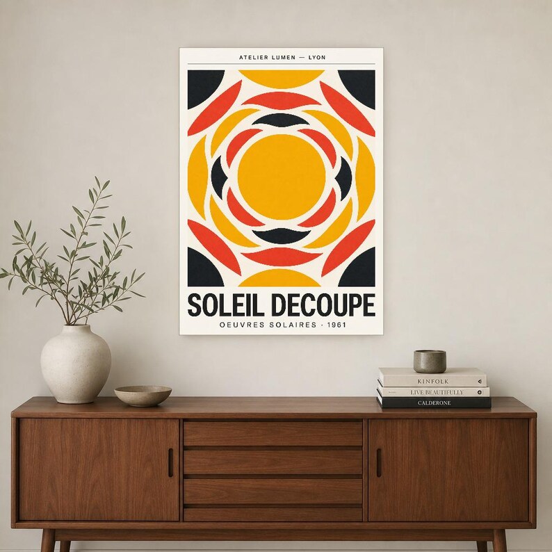 Póster abstracto de exposición solar, impresión artística de pared | Impresión de papel cortado de mediados de siglo ? Póster de la galería imagen 2