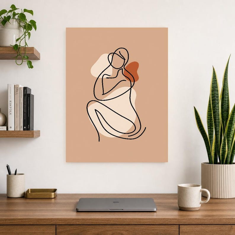 One Line Female Body Wall Art Print | Minimalist Line Drawing Poster | Abstract Boho Bedroom Print image 7