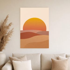 Terracotta XXL Sunrise Wall Art | Oversized Boho Arch Poster | Warm Minimalist Above Bed Print image 3