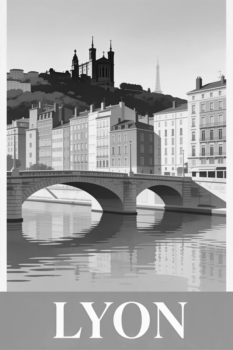 Lyon Vintage Travel Poster | Retro France City Art Print | Housewarming Gift Wall Decor image 17