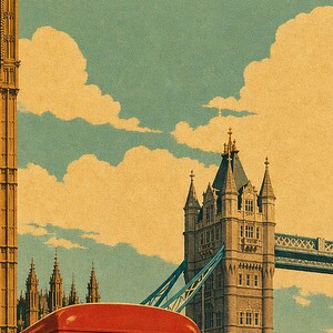 London Travel Poster | Vintage Big Ben Print | England Wall Art | Printed & Shipped image 3