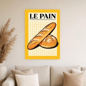 Brotküche Wand kunstdruck | Retro-Bistro-Bäckerei-Poster | Maximalistischer französischer Boulangerie-Druck | Esszimmer-Dekor Bild 2