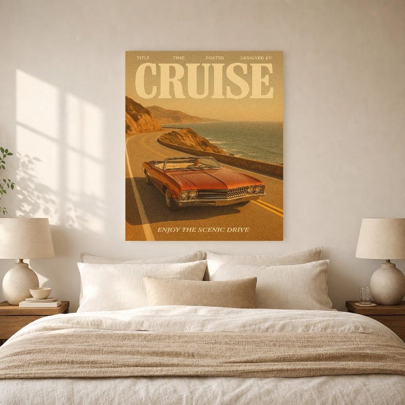 Cartel retro de crucero | Impresión de arte de pared vintage de los años 70 | Impresión de revista estética ? Regalo de decoración retro de imagen 6