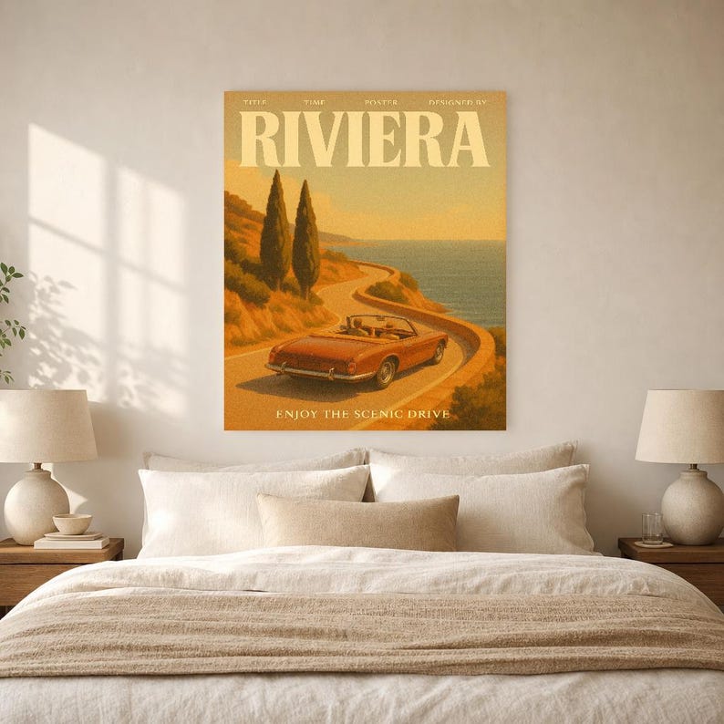Riviera Retro Poster | Vintage 70s Wall Art Print | Aesthetic Magazine Print | Mid Century Retro Decor Gift image 6