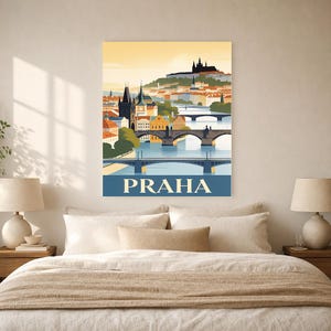 Póster de viaje vintage de Praga | Impresión de arte retro de la ciudad checa ? Decoración de pared de regalo de inauguración de la casa imagen 9