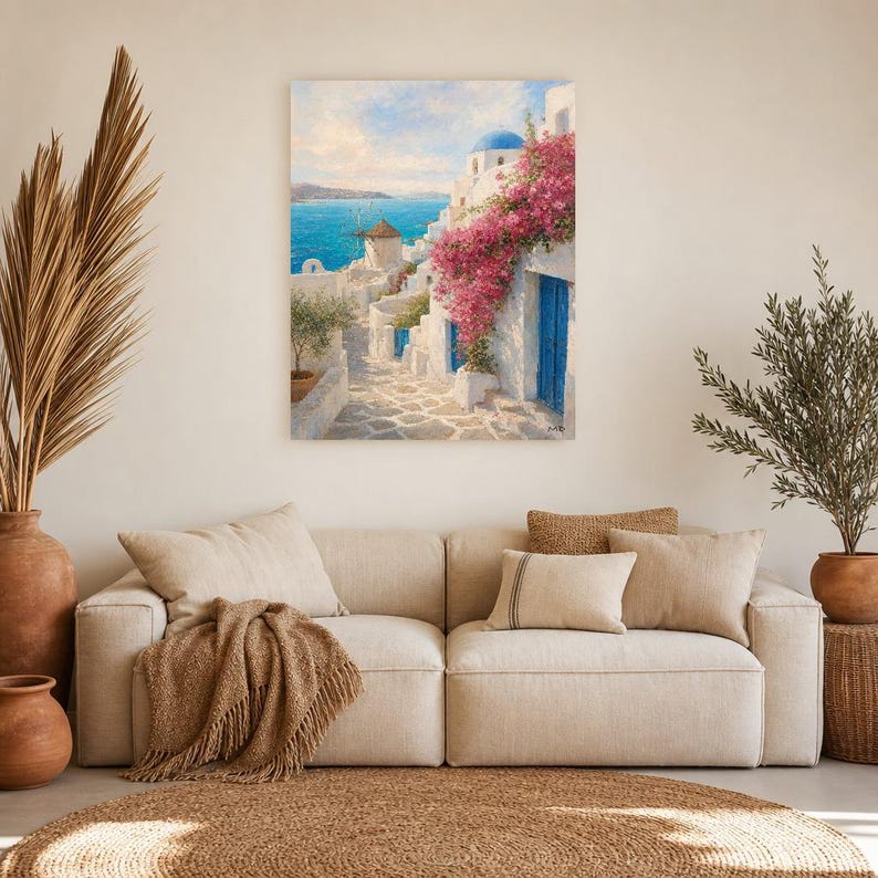 Paros Travel Poster | Soft Painting Greece Wall Art | Greek Island Cyclades Coastal Print | Printed & Shipped image 7