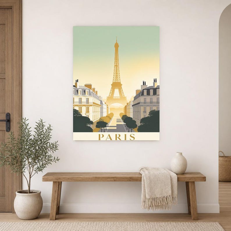 Póster de viaje vintage de París | Impresión de arte retro de la ciudad de Francia | Decoración de pared de regalo de inauguración de la cas imagen 14