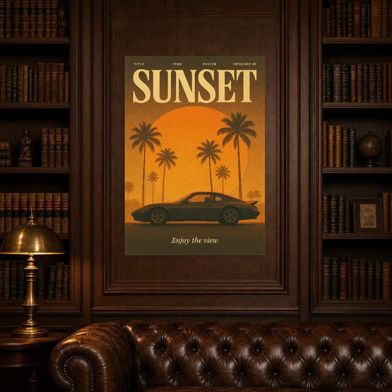 Sunset Retro Poster | Vintage 70s Wall Art Print | Aesthetic Magazine Print | Mid Century Retro Decor Gift image 7