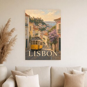 Lisbon Travel Poster | Soft Painting Portugal Wall Art | Named City Art Print | Printed & Shipped image 4