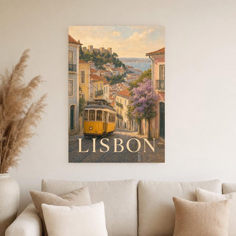 Lisbon Travel Poster | Soft Painting Portugal Wall Art | Named City Art Print | Printed & Shipped image 4