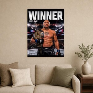 Ciryl Gane Champion Poster | UFC Heavyweight Belt MMA Wall Art Print | Fight Night Decor image 9
