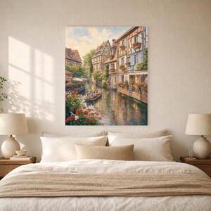 Colmar Travel Poster | Soft Painting France Wall Art | Alsace Little Venice Canal Print | Printed & Shipped image 6