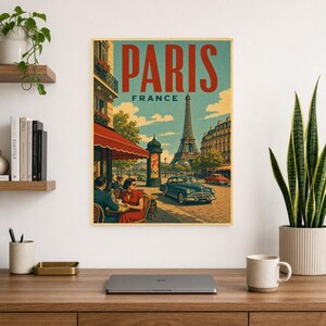 Paris Travel Poster | Vintage Eiffel Tower Print | France Wall Art | Printed & Shipped image 8