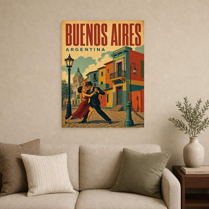 Buenos Aires Travel Poster | Vintage Caminito Print | Argentina Wall Art | Printed & Shipped image 9