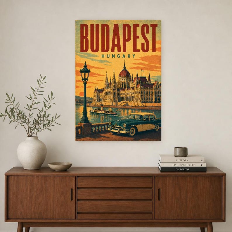 Budapest Travel Poster | Vintage Parliament Print | Hungary Wall Art | Printed & Shipped image 2