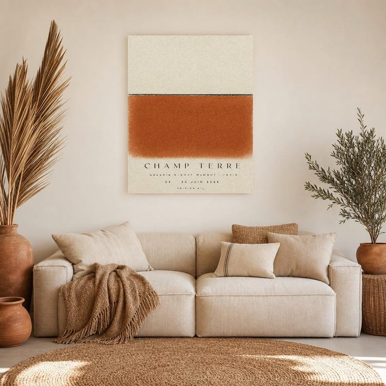 Erdfeld | Abstrakte Wandkunst | Modernes Galerieposter | Minimalistischer Druck in Terrakotta und Schwarz | Gedruckt & Versand Bild 9