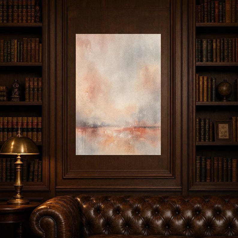 Dusty Rose Abstract Wall Art Print | Terracotta Color Field Print | Clay Pink Watercolor Poster | Boho Minimalist Living Room Decor image 5